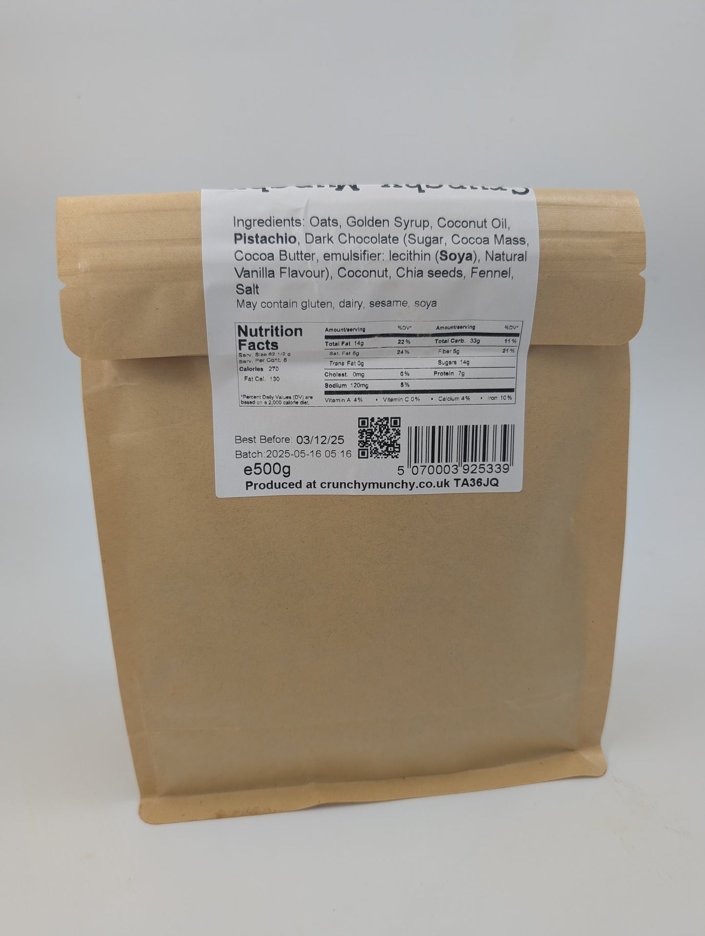 Crunchy Munchy Pist-ash-cho granola, 500g